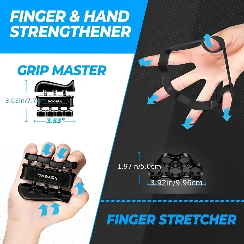6-In-1 Grip Strength Training Set, Grip Strength Trainer, Combined with Finger Trainer, Forearm Enhancer, Stress Relief Ball and Hand Exercise Ring, Suitable for Muscle Building and Recovery, Adjustable.